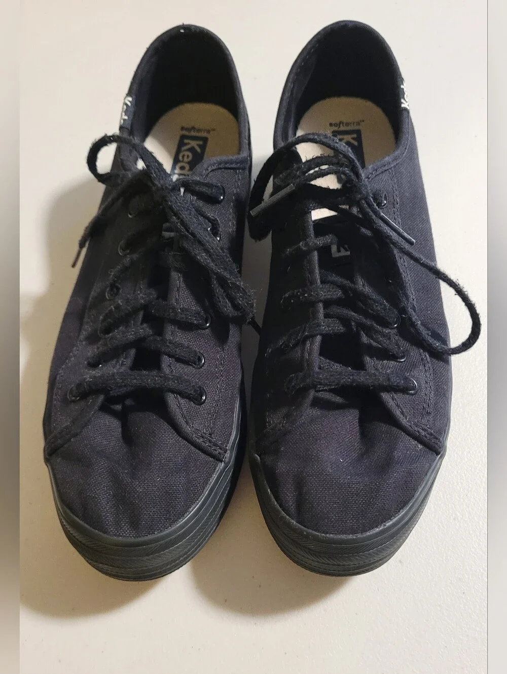 Keds Womens Canvas Low Top platform Sneakers Rubber Outsole WF64855 7.5 Black
